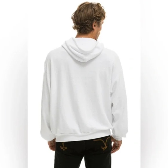 Aviator Nation Bolt Stitch Relaxed Pullover Hoodie White S - Picture 5 of 11